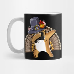 Thanksgiving T shirt for Boys Men Dabbing French Bulldog Turkey Mug